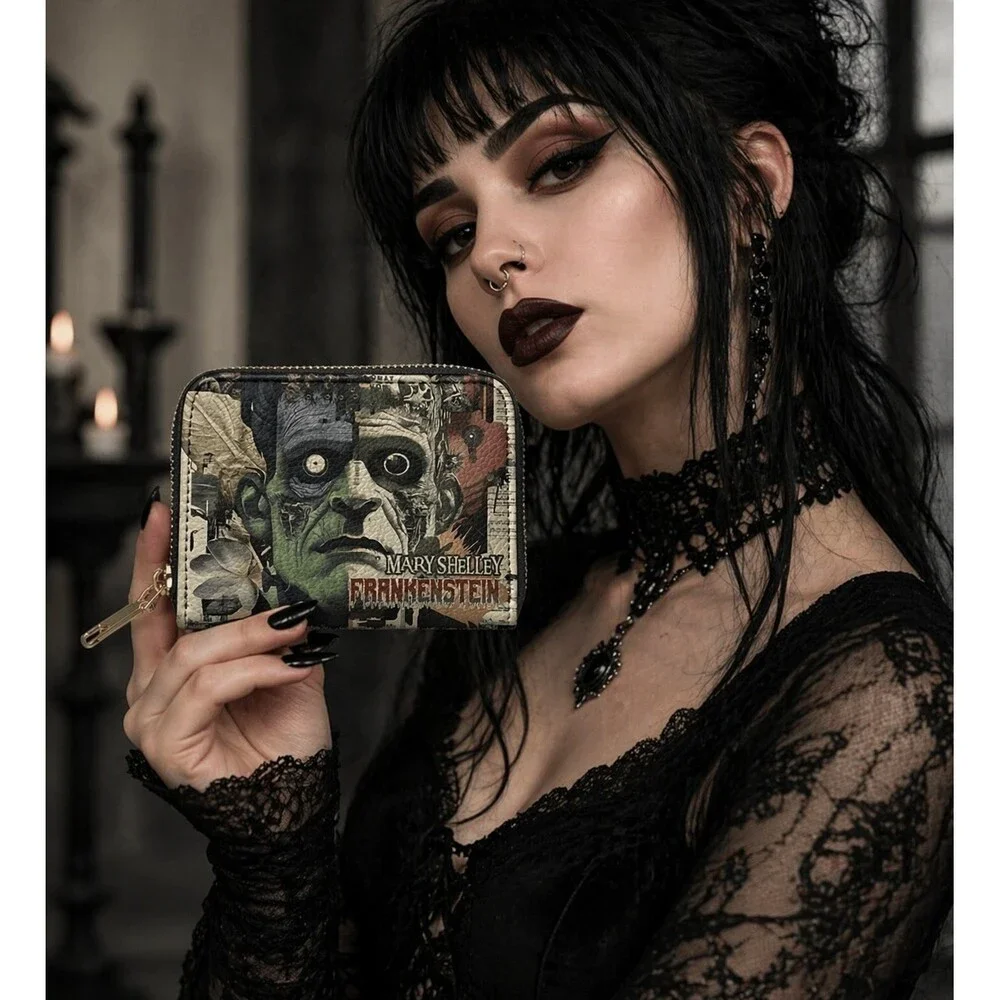 Frankenstein Old Parchment Mini Wallet Horror Goth Halloween New NWT